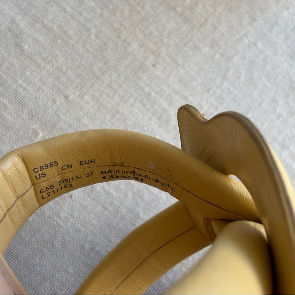 Coach Kellie Butter Yellow Leather Sandal 6.5 | Minimal Chic - Picture 9 of 11